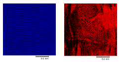 Figura 3: La imagen de dispersión de rayos X (izquierda) y la imagen XRF de zinc (derecha) mostraron una huella dactilar sobre la tela.